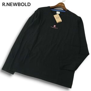 新品 未使用★ R.NEWBOLD ポールスミス ロゴ★ 長袖 クルーネック カットソー Tシャツ Sz.XL メンズ ネイビー 大きいサイズ　A5T00372_1#F