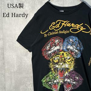 USA製☆ Ed Hardy エドハーディー タイガープリントTシャツ