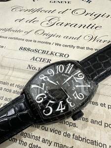 新品同様　　フランクミュラー　ブラッククロコ　8880SCBLKCRO Frank Muller 最高級メンズ腕時計国内正規品　ベルト新品　自動巻