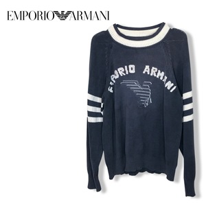 ★エンポリオアルマーニ EMPORIO ARMANI★メンズ ロゴ ニット セーター ビッグロゴ ネイビー size S 管:C:01