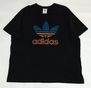 ☆adidas.com サイズXL以上位 半袖Tシャツ スポーツBIGブルー/オレンジ2色トレフォイル ウェアCOTTONティー黒色フアッションTEE アディダス