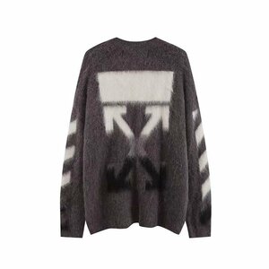 OFF-WHITE オフホワイト セーター ニット 上着 男女兼用 長袖 グレー 中古 M TJ 1