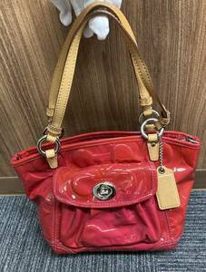  COACH コーチ ハンドバッグ 13175/60973 レッド×ベージュ 管16202