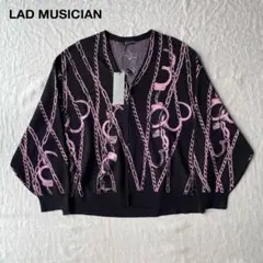 【未使用品】LAD MUSICIANチェーン&手錠柄 コットンニットカーディガン