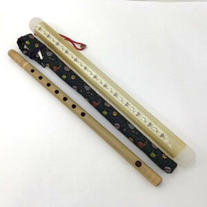 □【同梱可】【80】中古品 蜻蛉銘 藍山 六本調子 篠笛 しの笛 横笛 全長/44.7cm 布製袋・ケース付き