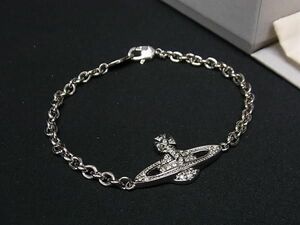 1円 ■極美品■ Vivienne Westwood ヴィヴィアンウエストウッド オーブ ラインストーン ブレスレット アクセサリー シルバー系 FD1854