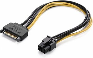 「定形外対応　即納」15pin SATA電源 ⇒ PCI-E 6Pin 補助電源 変換ケーブル 　 PCI Express　変換アダプタ　電源ケーブル(1)