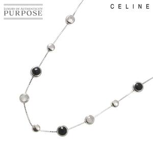 セリーヌ CELINE マカダム オニキス クォーツ ロング ネックレス 81cm K18 WG ホワイトゴールド 750 Necklace 90238714