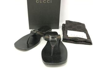 美品 GUCCI レザートング レディースサンダル ブラック ビーチ リゾート