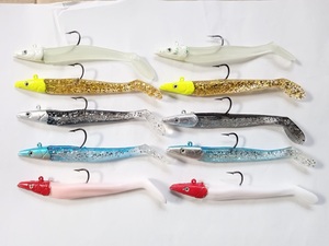 在庫処分 魚の頭ジグヘッド＋ワーム 訳あり 難あり 10cm 18g 10個セット シーバス ヒラメ マゴチ 青物 キジハタ オオモンハタ SAK103