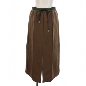 サカイ sacai 22SS Technical Jersey Skirt テクニカルジャージー スカート プリーツ 切替 ロング 2 M 茶 ブラウン 22-06185