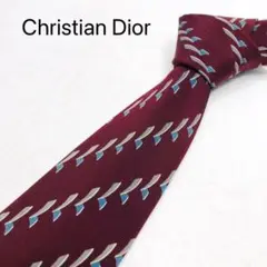 Christian Dior ネクタイ　ワインレッド　高級シルク100%