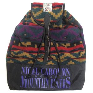 美品 Nigel Cabourn ナイジェルケーボン ヴィンテージ ジャガードニット×ナイロン リュックサック バックパック デイパック マルチカラー