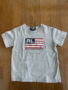 ★98 美品 USED ラルフローレン Tシャツ 4T 100cm〜110cmくらい グレー アメリカ購入★Ralph Lauren 男児園児幼児普段着通園着洗い替え 