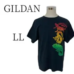 GILDAN ギルダン ブラック プリント Tシャツ カジュアル LL