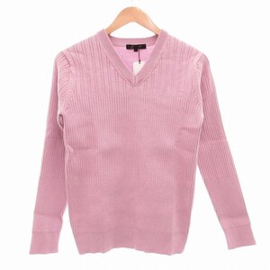 未使用品 ミッシェルクランオム M.K HOMME ニット フォンテーヌ セーター グラデーションリブ Vネック 46 M ラベンダー色