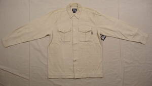 Stussy Windowpan Corduroy L/S Shirt ベージュ S 半額 50%off ステューシー コーデュロイ 長袖シャツ NY LA LONDON TOKYO PARIS レターパ