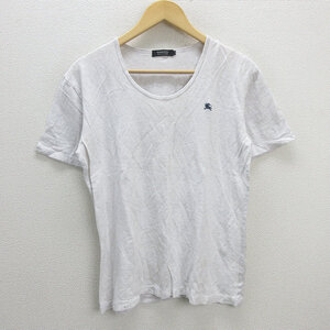 G■バーバリー/Burberry Blacklabel UネックコットンTシャツ【3】白系/men