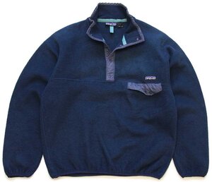 ★90s patagoniaパタゴニア フリース スナップT 紺 S★オールド ビンテージ アウトドア プルオーバー シンチラ Rマーク