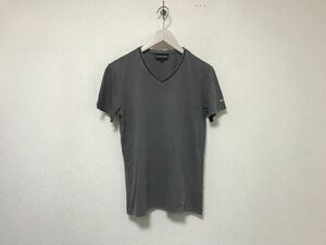 本物エンポリオアルマーニEMPORIO ARMANIコットンレーヨンVネック半袖TシャツメンズアメカジサーフミリタリービジネススーツグレーS