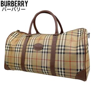 良品　Burberry バーバリー ボストンバッグ　ノバチェック PVC 旅行　ハンドバッグ　トートバッグ　ショルダーバッグ　トラベル　大容量