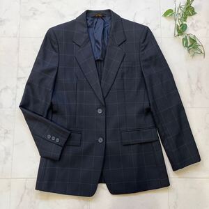 極美品　BROOKS BROTHERS チェック柄ウールテーラードジャケット　9 ブルックスブラザーズ　レディース　黒　ブラック