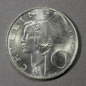 オーストリア 1975年〔 10シリング 白銅貨 〕女性 紋章 鷲 A1309 