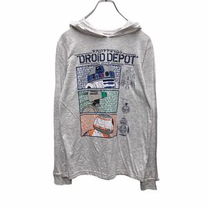 STAR WARS 長袖 ロングTシャツ パーカー ユースサイズ XL 150～ グレー スターウォーズ R2-D2 BB-8 D-O 古着卸 アメリカ仕入 a503-6167