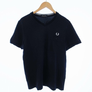 フレッドペリー FRED PERRY ポロシャツ 半袖 ロゴ Vネック M 紺 ネイビー /ZS メンズ