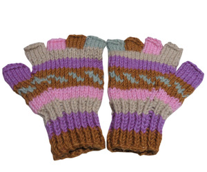 ■☆アジアン衣料　ネパール手編み指なし手袋（NGS-47）