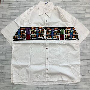 my name is panama 半袖シャツ コットン デザインシャツ Mサイズ used vintage white