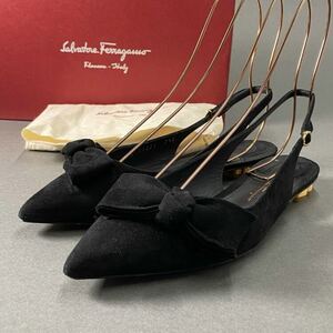 11f26 Salvatore Ferragamo サルヴァトーレフェラガモ スリングバック リボンモチーフ AULLA ミュールサンダル パンプス サイズ７1/2D