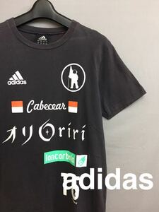 アディダス adidas スペース オリンポス フットサル Tシャツ 半袖 丸首 ブラック メンズ Sサイズ ～□&