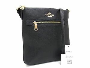 1円 ■新品同様■ COACH コーチ CE871 レザー ワンショルダーバッグ 肩掛けかばん メンズ レディース ブラック系 AY6252