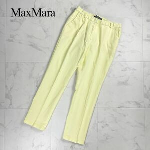 美品 WEEKEND Max Mara マックスマーラ ダイヤチェック 総柄 テーパードクロップドパンツ ボトムス レディース 黄色 サイズM*PC12