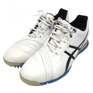 【美品】アシックス ゴルフシューズ 白×黒 ゲルエースプロ FG TGN907 メンズ 27.0 ゴルフウェア asics