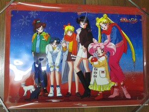 セーラームーン SuperS　非売品　B2 クリア ポスター　ちびうさ 月野うさぎ 火野レイ 水野亜美 木野まこと 愛野美奈子 バンプレスト 当時物