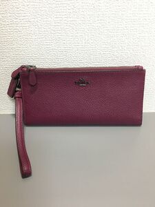 美品 COACH コーチ ダブル ファスナー 二つ折り 長財布