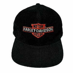 ビンテージ HARLEY DAVIDSON キャップ コーデュロイ 帽子 古着 トラッカーキャップ ハーレーダビッドソン バーアンドシールド バイカー 