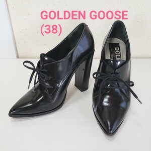 正規品◆美品 GOLDEN GOOSE ゴールデングース レザー パンプス レディース イタリア製(38■24.0cm)黒 ブラック BLK