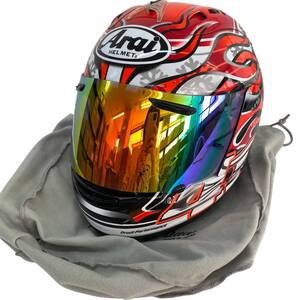 【即決】 Arai アライ RX-7 RR5 HAGA ハガ　芳賀紀行 フルフェイスヘルメット　※ミラーシールド付き Mサイズ レッド系 赤系 13565-100