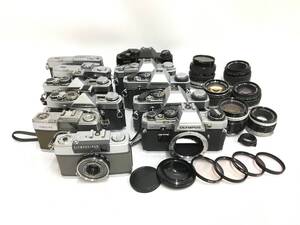 ☆ OLYMPUS フィルム一眼レフカメラ まとめ 1 ☆ PEN F + PEN FV + OM-1 + OM-2 + OM10 + OM20 ×2 他 カメラ 4台 レンズ 6本 オリンパス