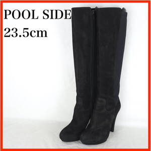 EB7518*POOL SIDE*プールサイド*レディースロングブーツ*23.5cm*黒