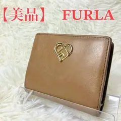 美品✨️ FURLA マイジョイ 2つ折財布 レザー ラメ加工 キャメル