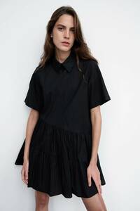 定価4990円 新品 ZARA ミニ ワンピース S 黒 ブラック ザラ ナイロン ミニドレス