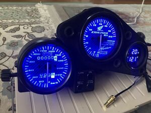 CBR250R(MC19)用スペシャルメーターassy完成品☆青LED照明☆一体型デジタル水温電圧計仕様☆ニハリにはり☆