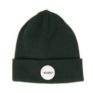 WTAPS ダブルタップス ビーニー 20SS パッチ付き ニット ビーニー BEANIE 03 ブラックグリーン ニットキャップ 帽子