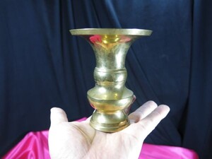 A　鍍金花器　仏具②　明治大正時代　金工　荘厳具　 仏教　寺院　座禅　禅宗　修行　瞑想　仏像 神仙　献花