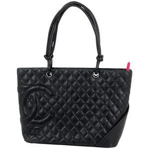 シャネル CHANEL カンボンライン ラージ トートバッグ ココマーク ショルダーバッグ レザー ブラック A25169 レディース 【中古】