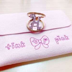 ティンクピンク　指輪　リング　tink pink アクセサリー AHKAH K18YG 定価¥23.100 イニシャルリング　PP-34 #9 9号　ストーン アーカー SV